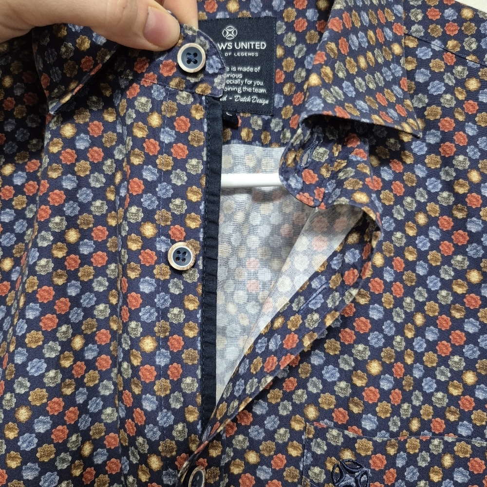 Fellows United Men's Quiet Lux Geometric Button Down Dress Shirt Size Large - Picture 4 of 6